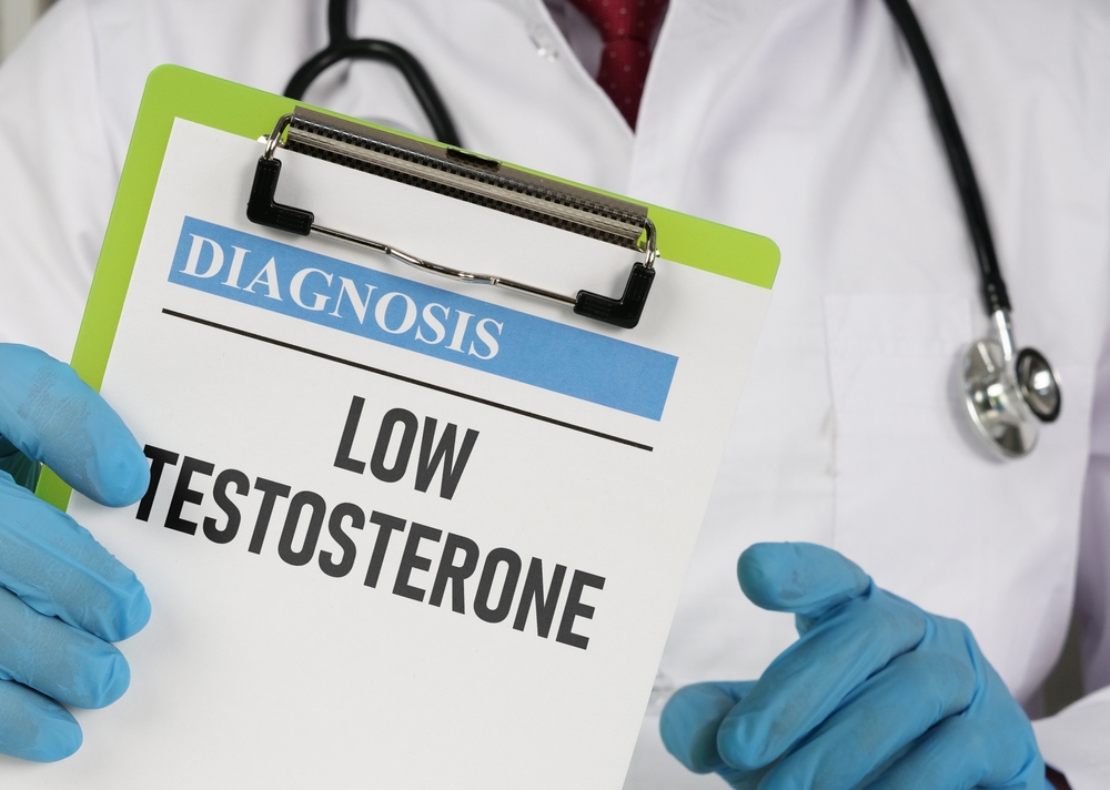 Low testosterone diagnosis is shown using a text.