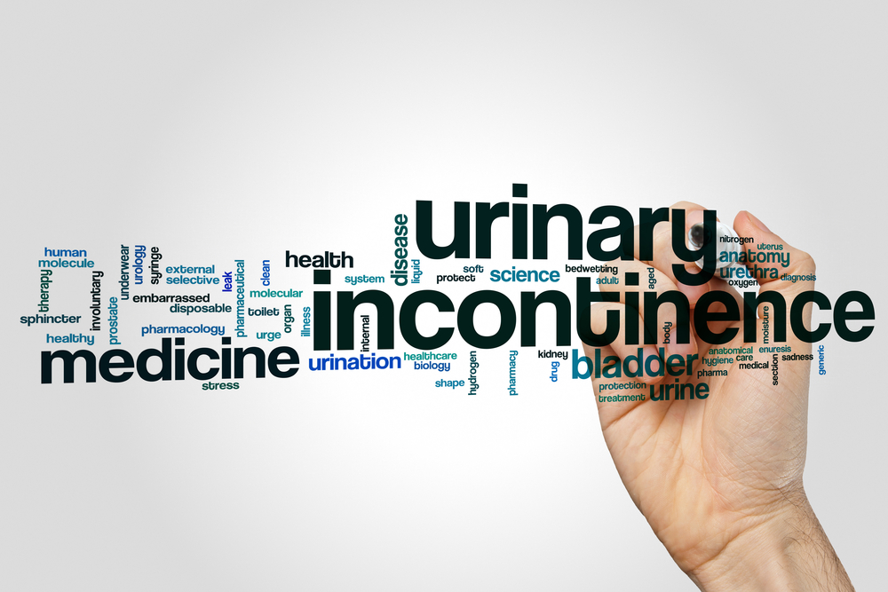 Urinary incontinence word cloud.